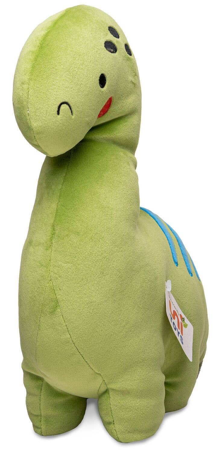 Green dinosaur plush cushion