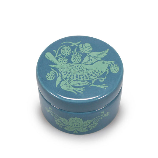 William Morris Strawberry Thief green ceramic jewelry box
