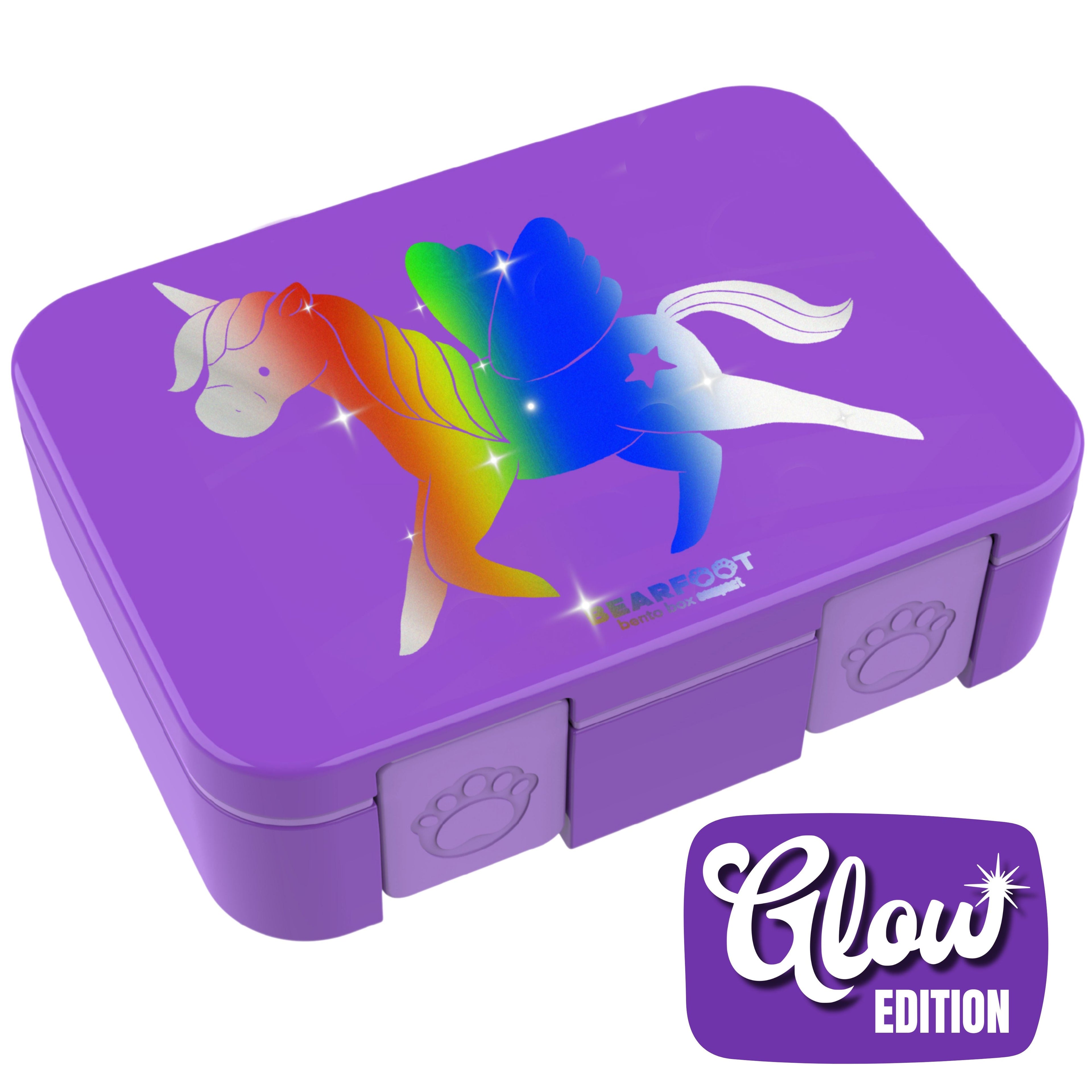 Lunch box with compartments, lightweight & leak-proof - Unicorn GLOW