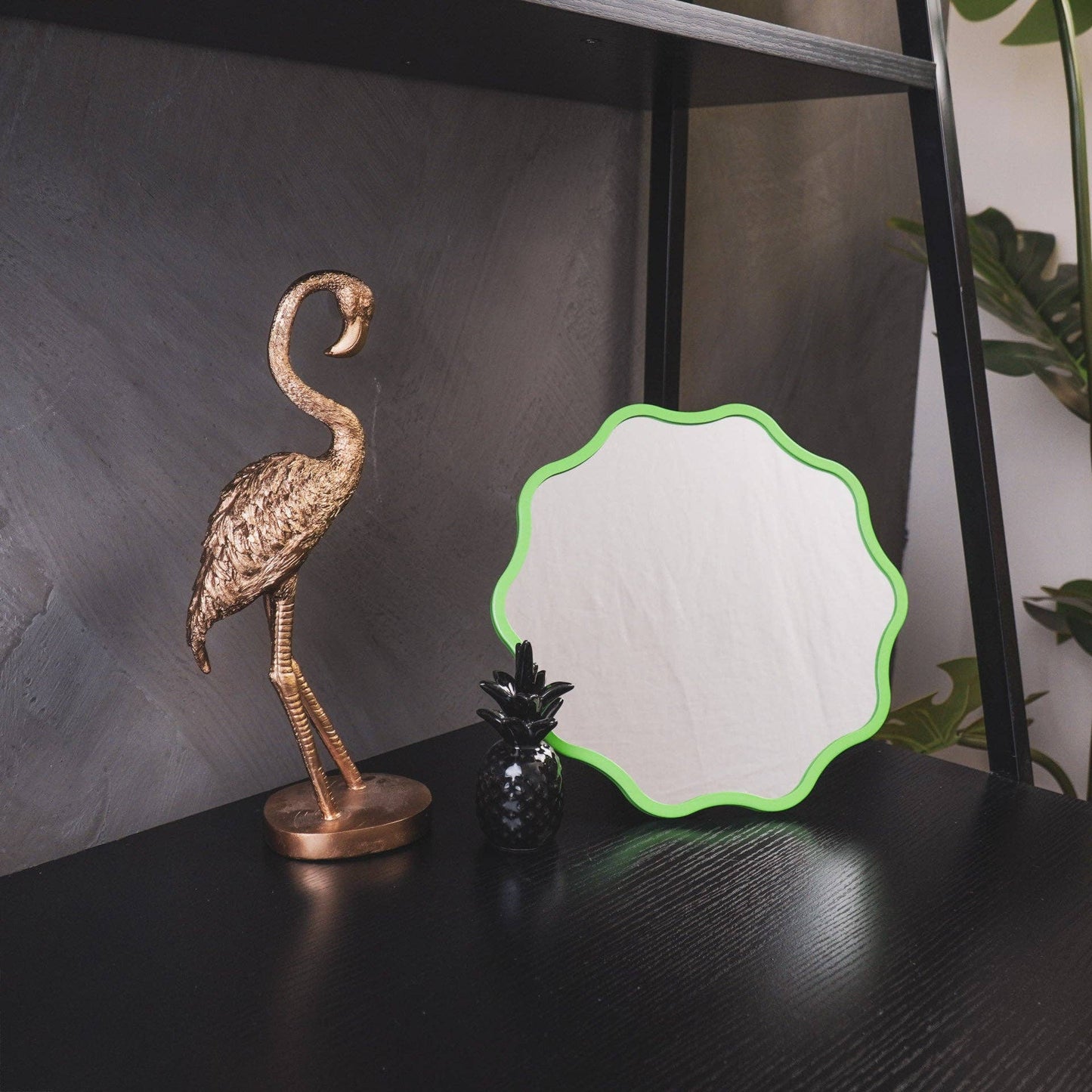 Makeup mirror - Round - Green - 25x1x25cm