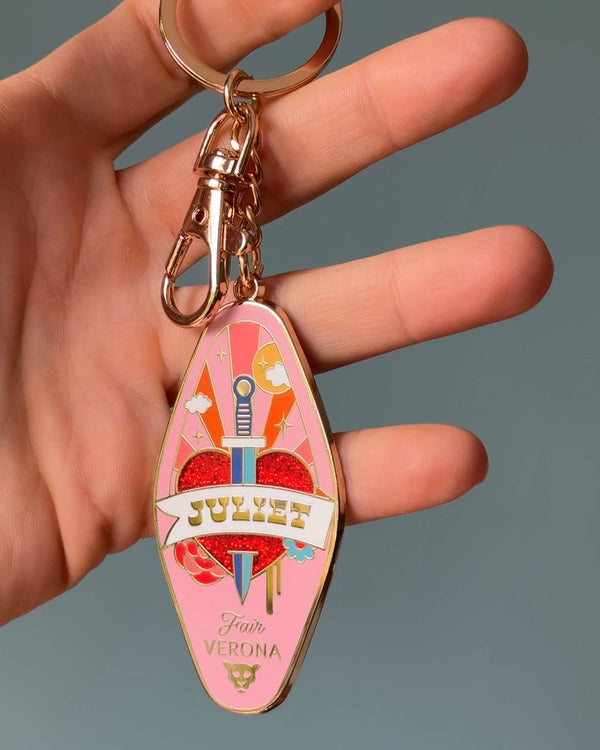 Romeo + Juliet keychain set, motel style keychains