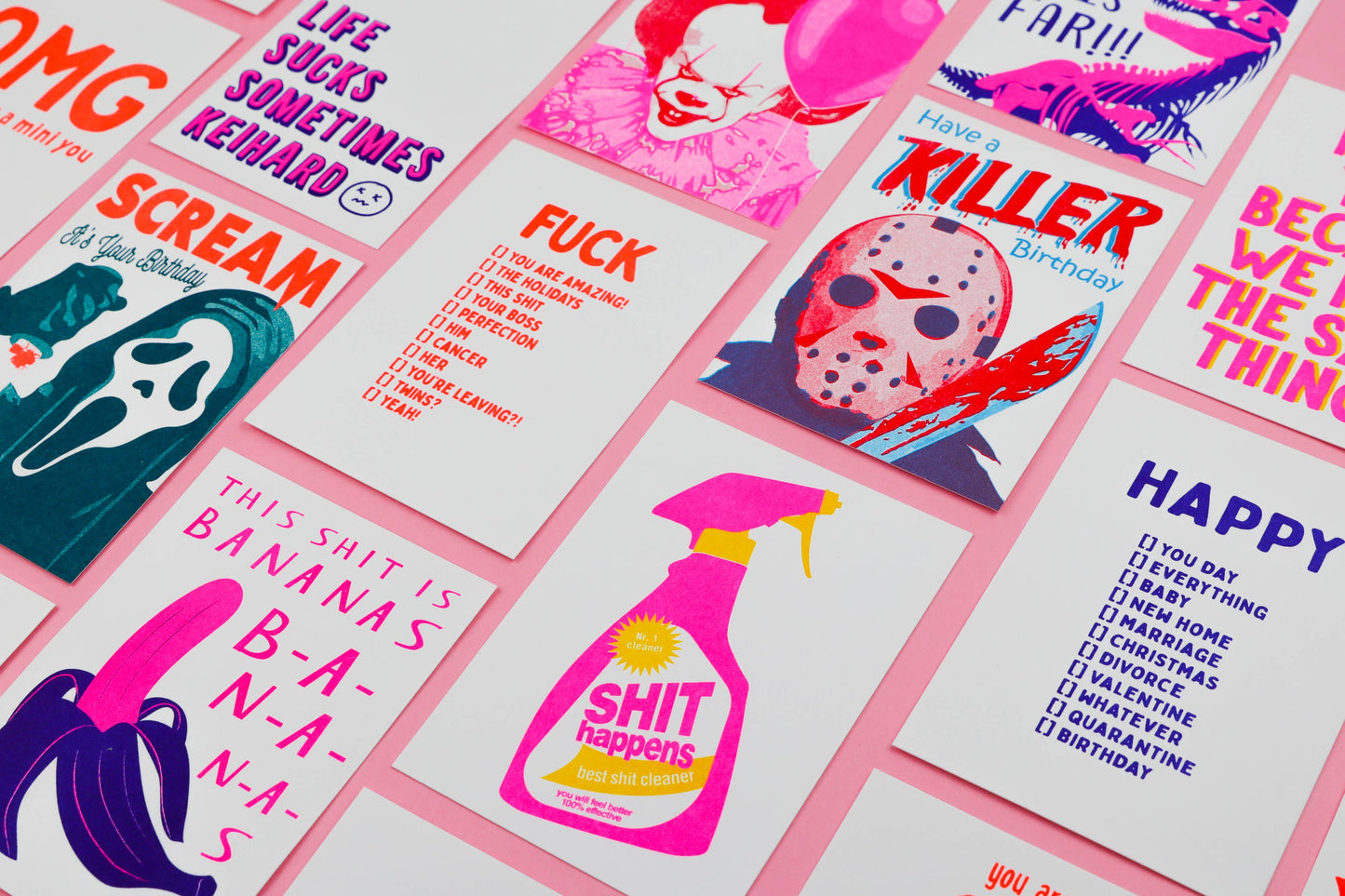 Rhizography Postcard “Shit Happens” Cleaning Spray