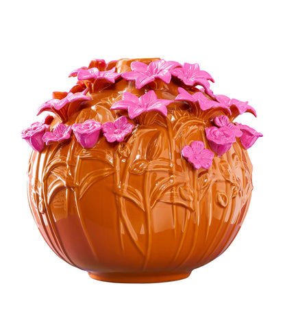 Verano Vase, Orange/Pink Stoneware, 34 x 29.5 cm