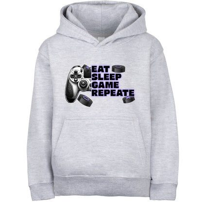 Fringoo gamer Sweat à capuche gris garçon Cotton Rich Soft Hooded Sweatshirt- Eat Game Pad gris