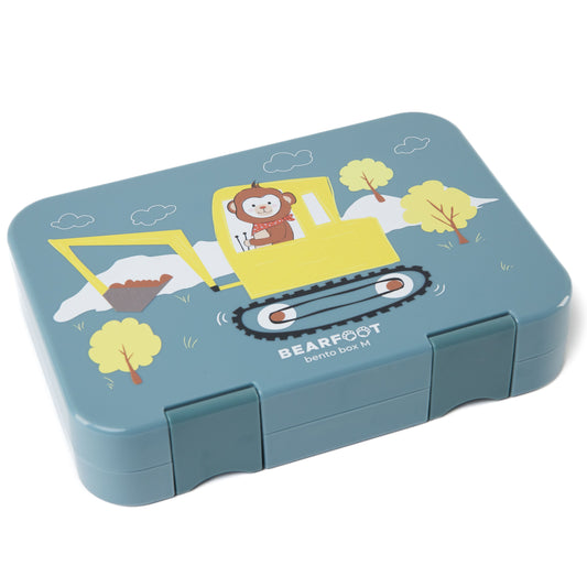 Brotdose Kinder mit Fächern, Lunchbox, Bento box - Affe blau