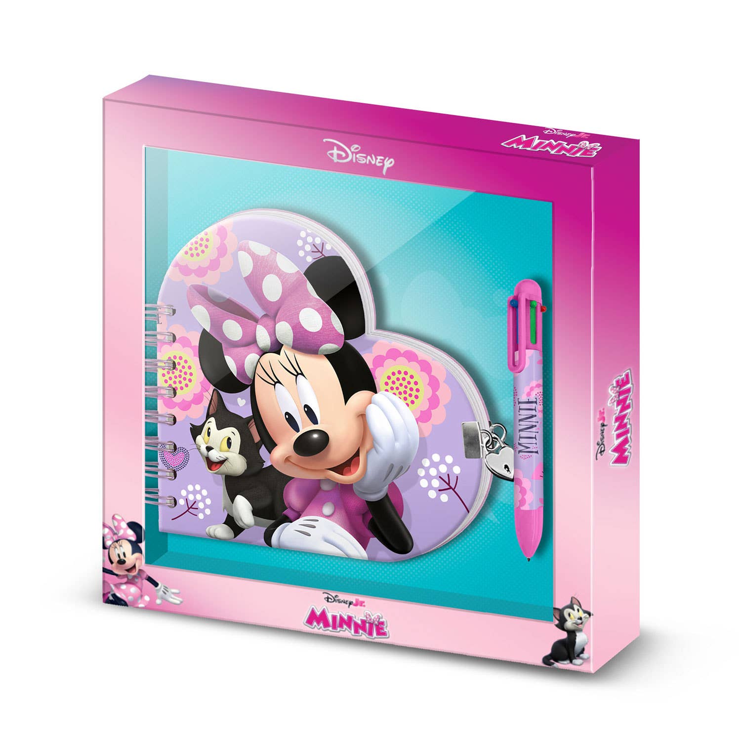Disney Minnie Cat Heart-Shaped Journal Pack + 6-Color Pen
