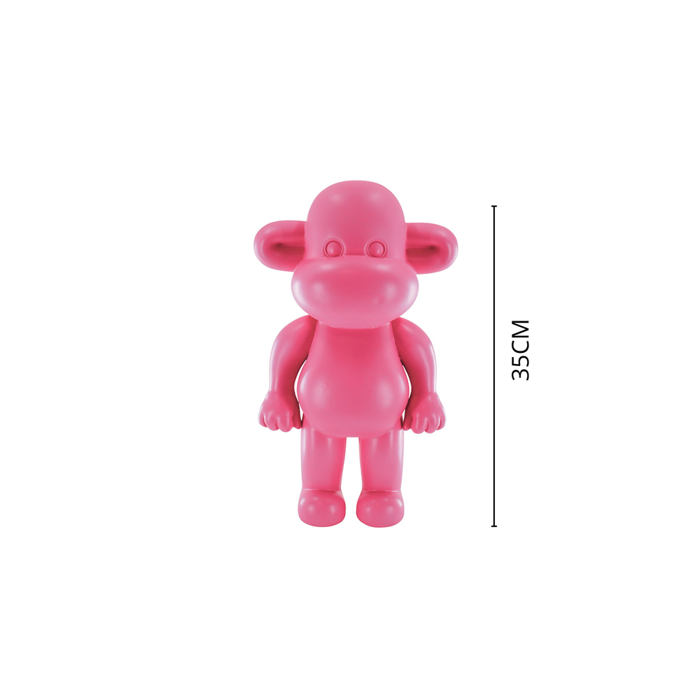 Decoratief ornament - Apenbeeldje 'De Legende' - Polyhars - Roze - 20,5 x 13,5 x 35 cm