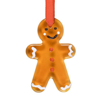 Set of 20 glass gingerbread man Christmas decorations for hanging