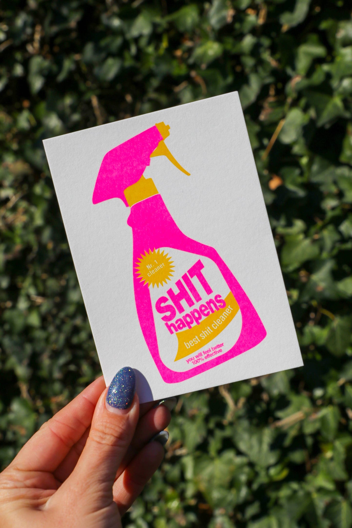 Rhizography Postcard “Shit Happens” Cleaning Spray