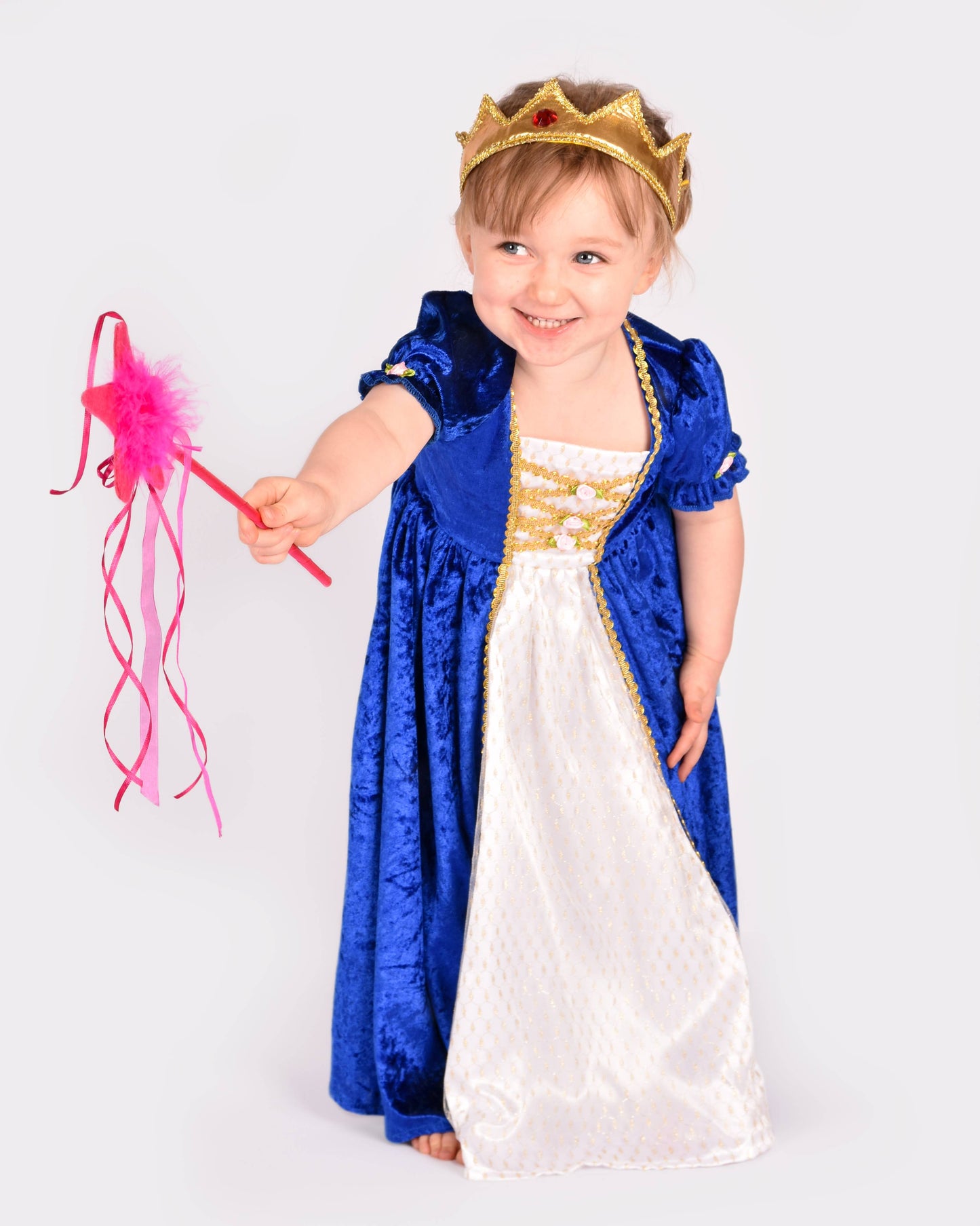 Princess dress in blue velvet size 122-128 cm for children aged 6 to 8