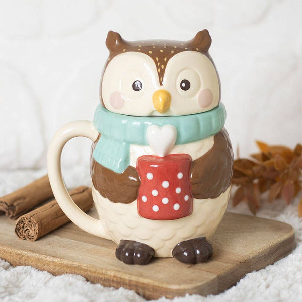 Mug with lid Oliver the owl