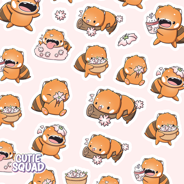 Red Panda Sakura Sticker Sheets