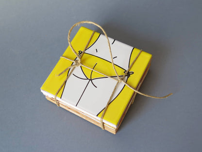 Keramische onderzetters met bikinidesign