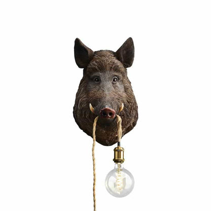 Willy the Wild Boar wall light, brown polyurethane resin