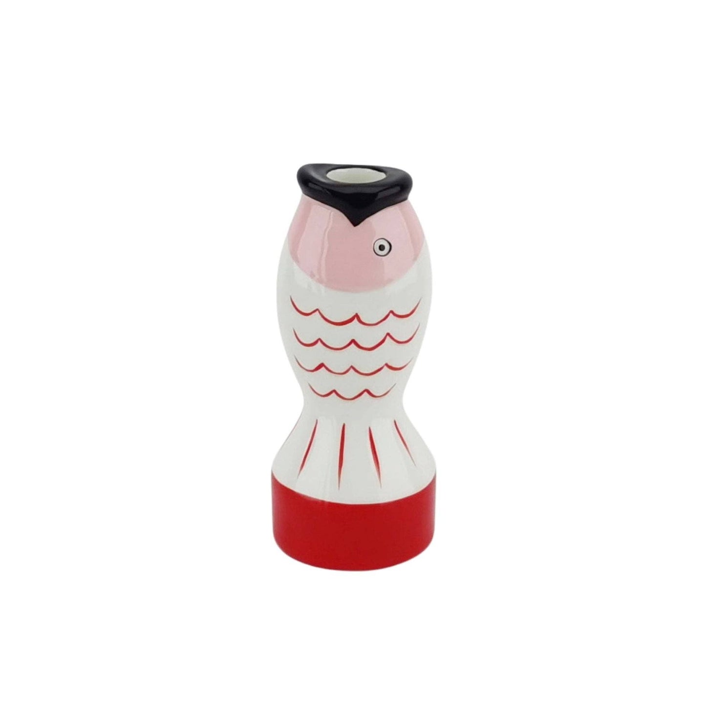 Candlestick - Fish - Red/White/Pink - 7x7x16.5cm