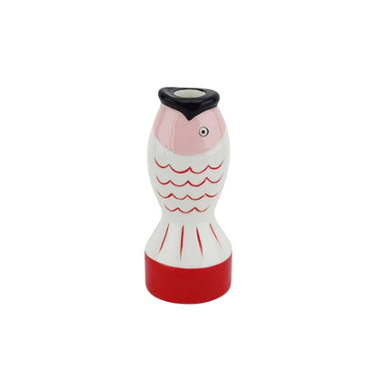 Candlestick - Fish - Red/White/Pink - 7x7x16.5cm