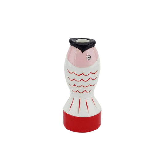 Candlestick - Fish - Red/White/Pink - 7x7x16.5cm