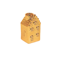 Kandelaar - Huisje - Keramiek - Goud - 6x6x11cm