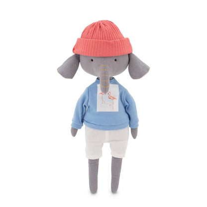 Pluche knuffel van Alice de Olifant met blauw T-shirt en zeemeerminstaart - 29 cm