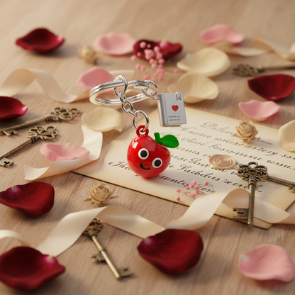 Sleutelhanger met appel en boek