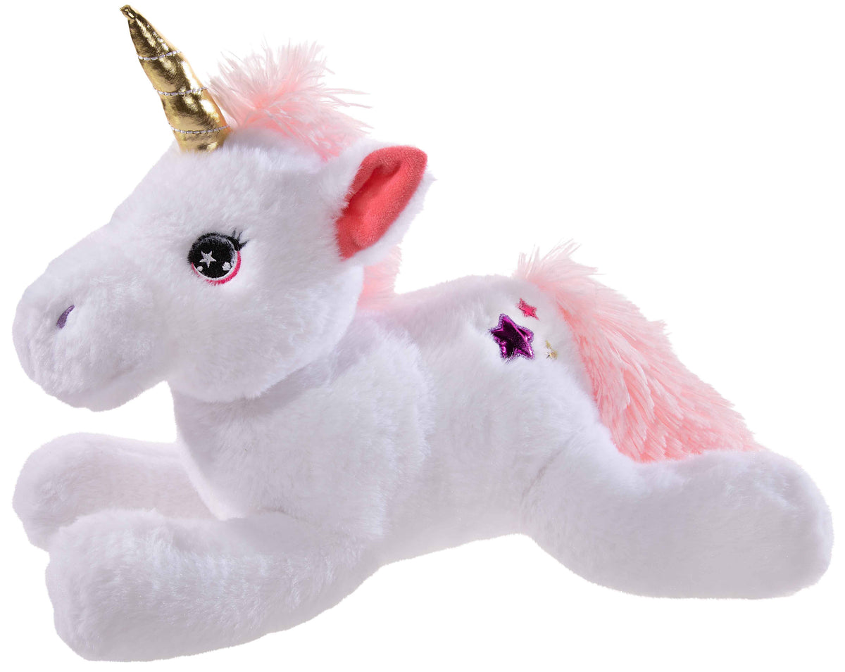 Witte liggende eenhoorn L knuffel - 40 cm