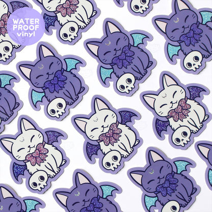 Meowgical Cat Bat Glitter Stickers