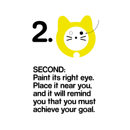 Yellow Daruma Cat "Good Fortune"