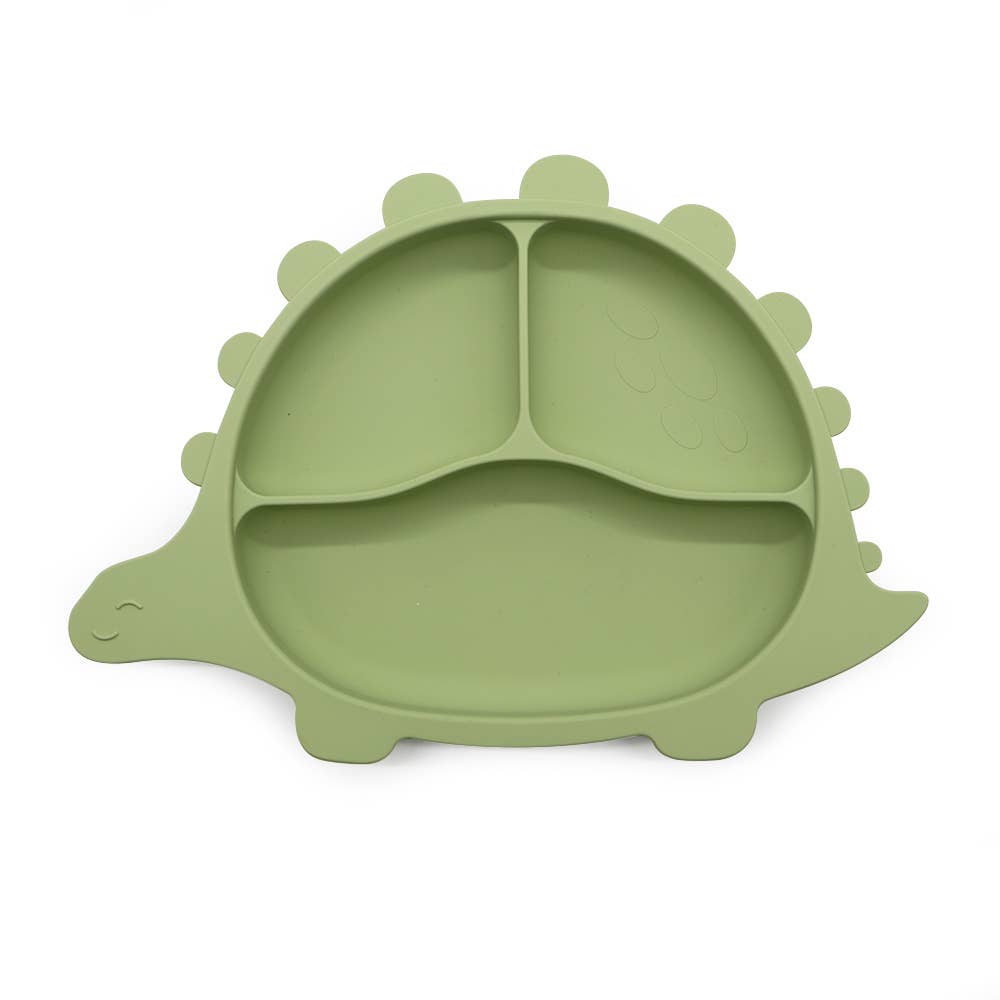 Dinosaur plate with suction cup - Olive Green