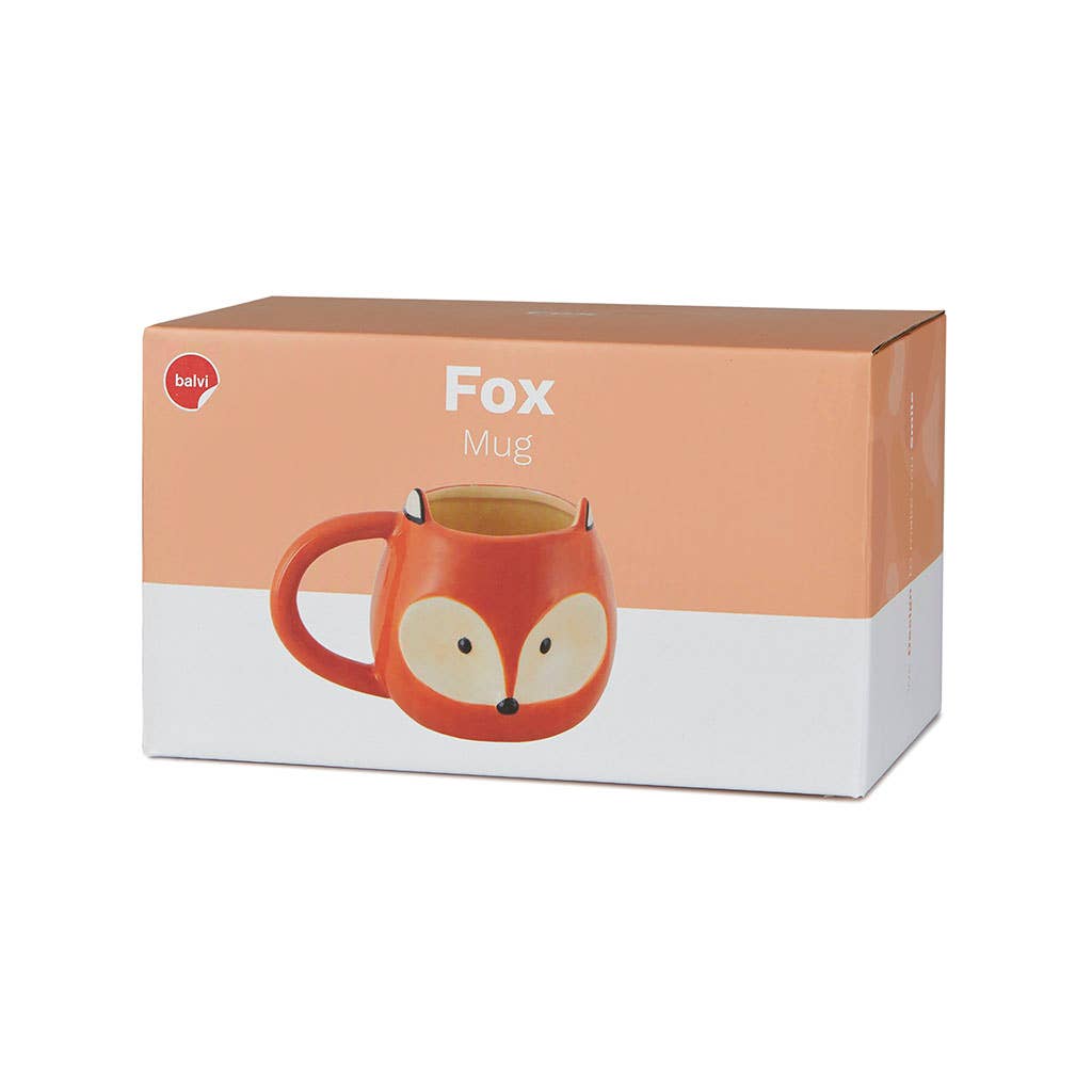 Mok met vossenmotief, 482 ml, met handvat, keramiek
