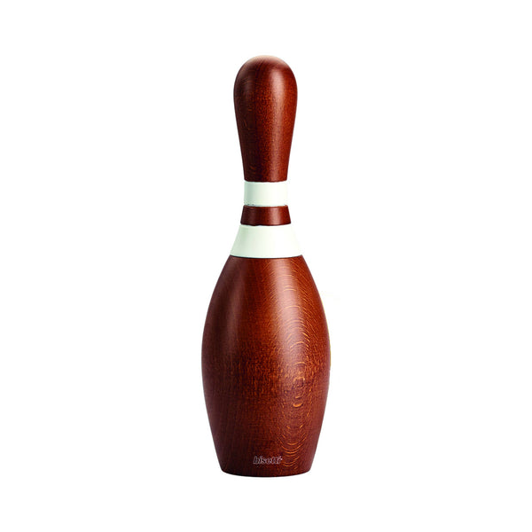 "Bowling" spice grinder in walnut-stained beech