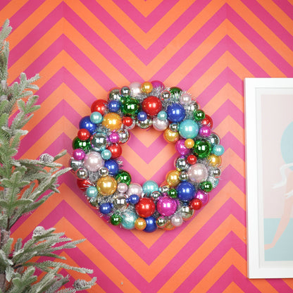 Couronne de Noël - Boules de Noël - Multicolore