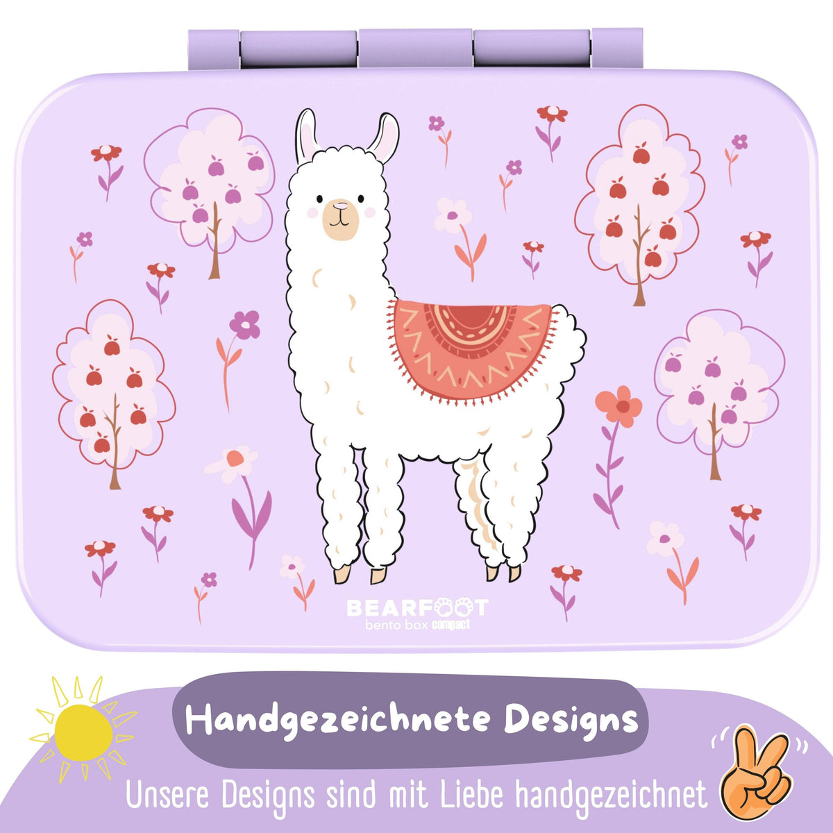 Lunchbox with compartments, lightweight & leak-proof - Llama purple
