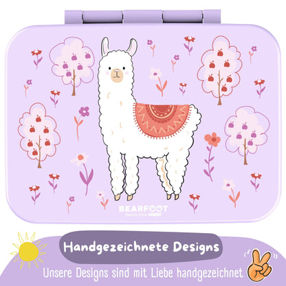 Lunchbox with compartments, lightweight & leak-proof - Llama purple