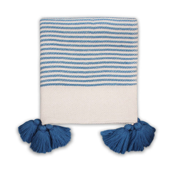 Coastal blue striped throw – 125 x 150 cm