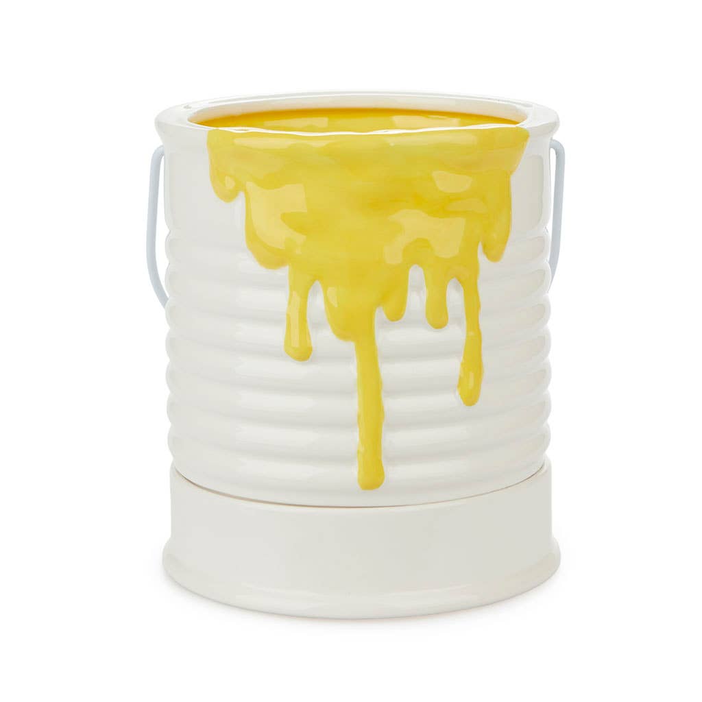 Yellow paint pot 18.2x16cm