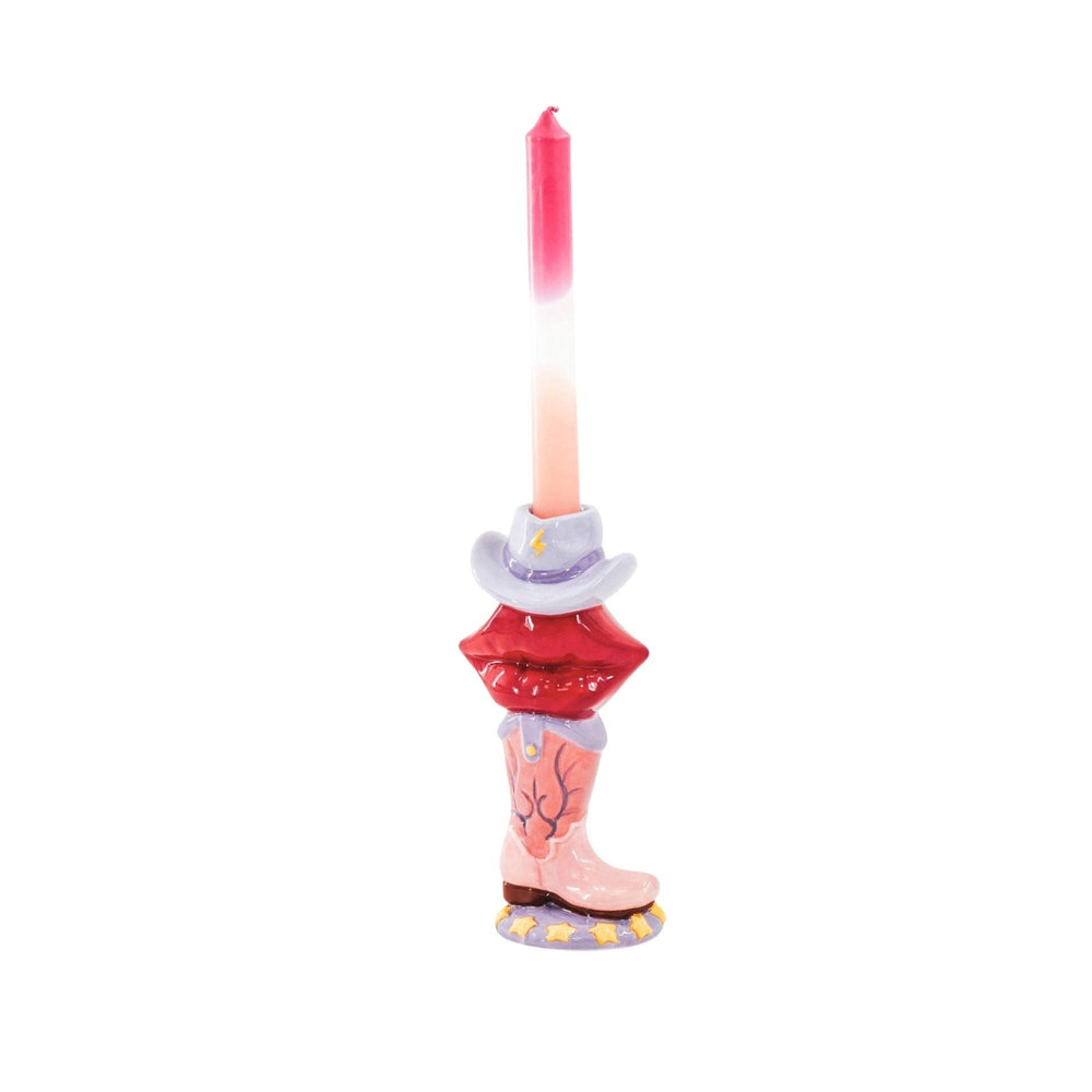 Kandelaar - Laars / Lippen / Hoed - Roze / Rood / Lila - 10x8x20 cm