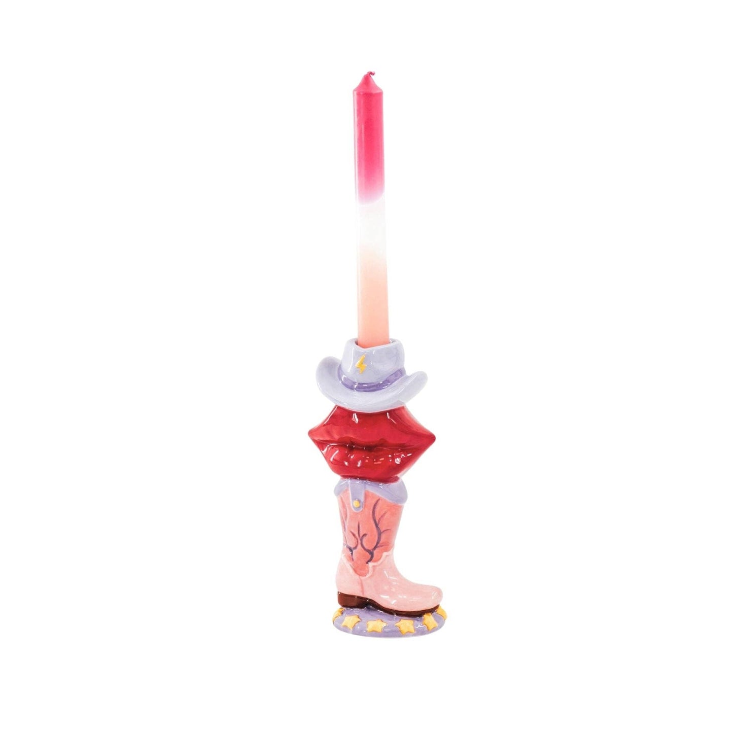 Candlestick - Boot / Lip / Hat - Pink / Red / Lilac - 10x8x20 cm