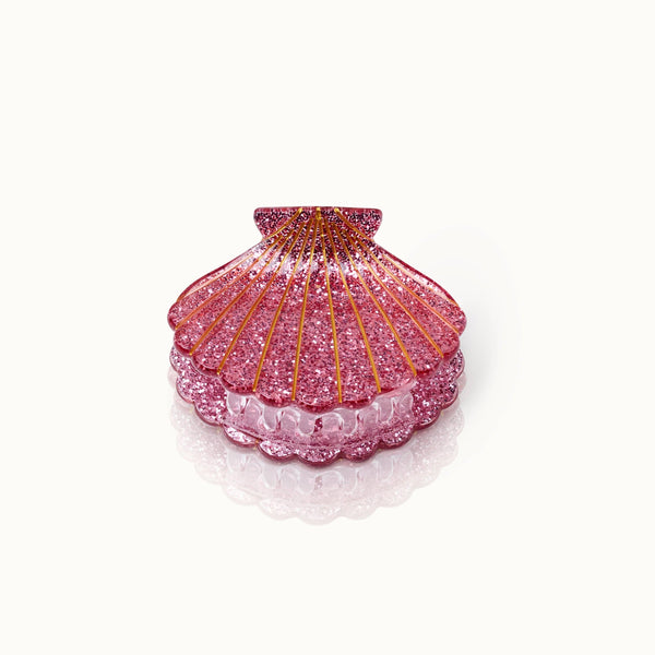 Glittery pink seashell hair clip