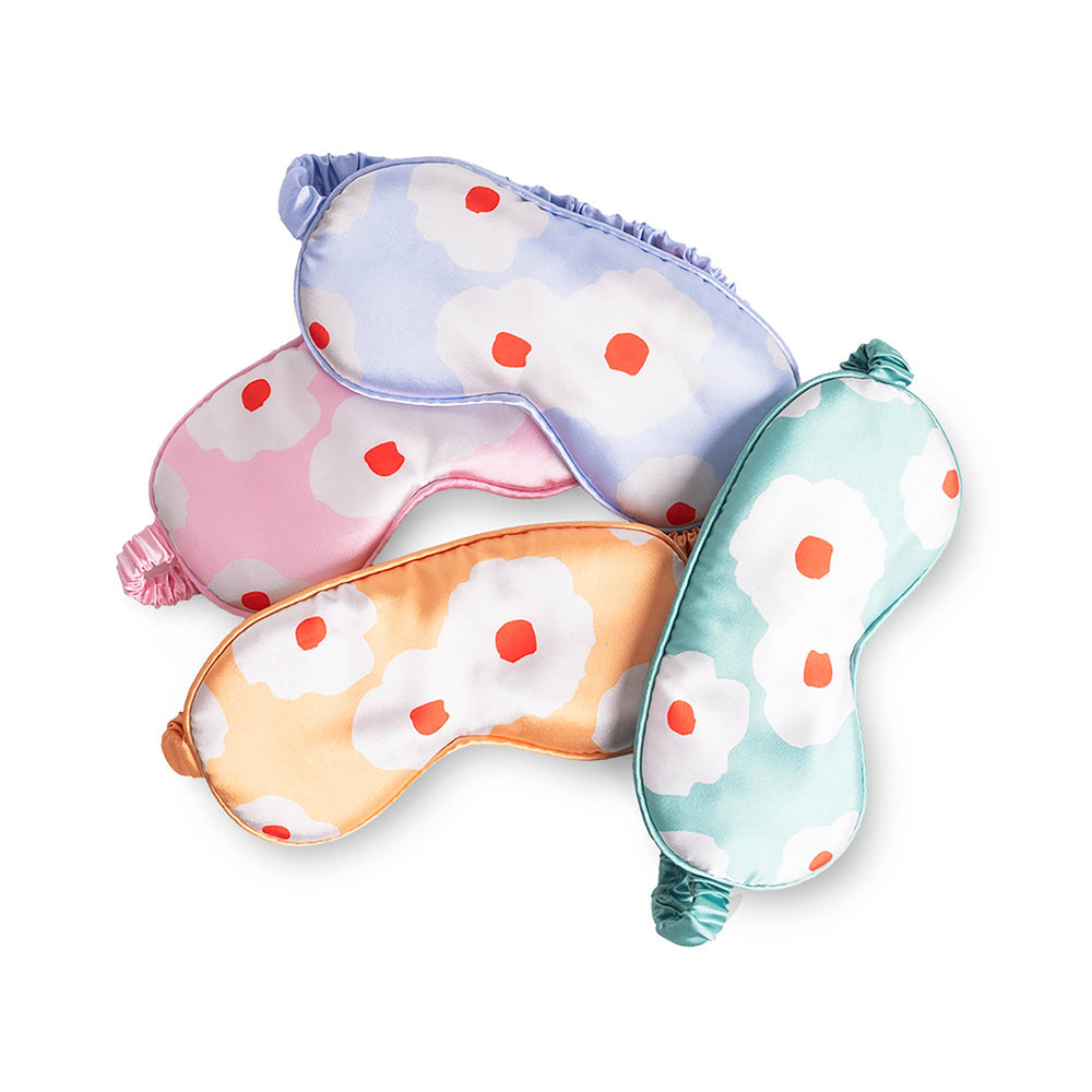 Oranje slaapmasker met bloemenprint