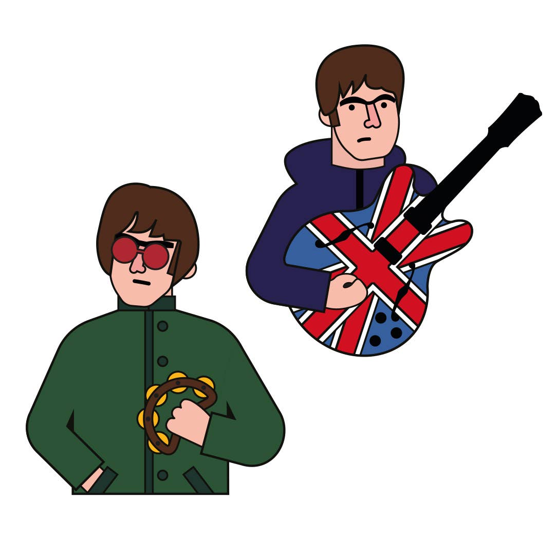 Oasis Enamel Pin Set, London Rock Music
