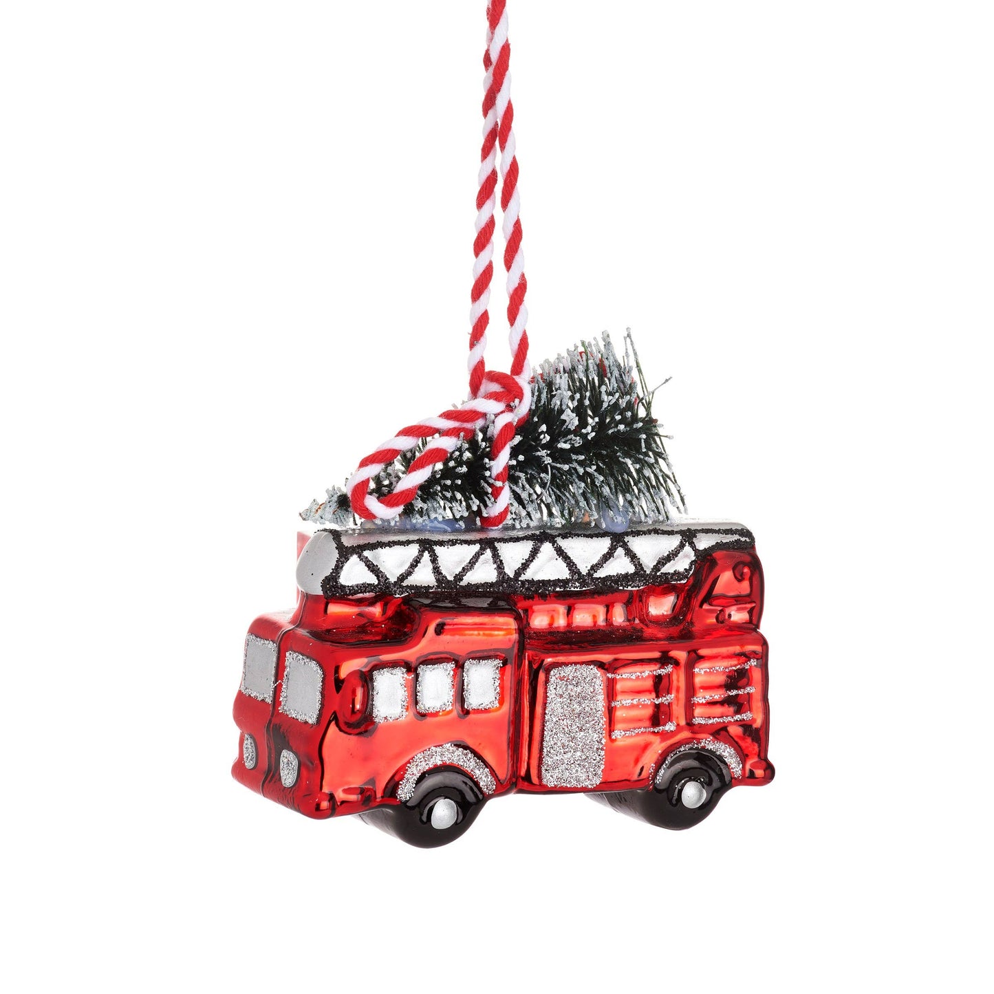 Boule de Noël Camion de pompiers avec Sapin