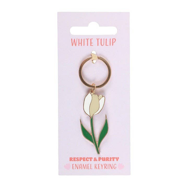 Witte tulp sleutelhanger
