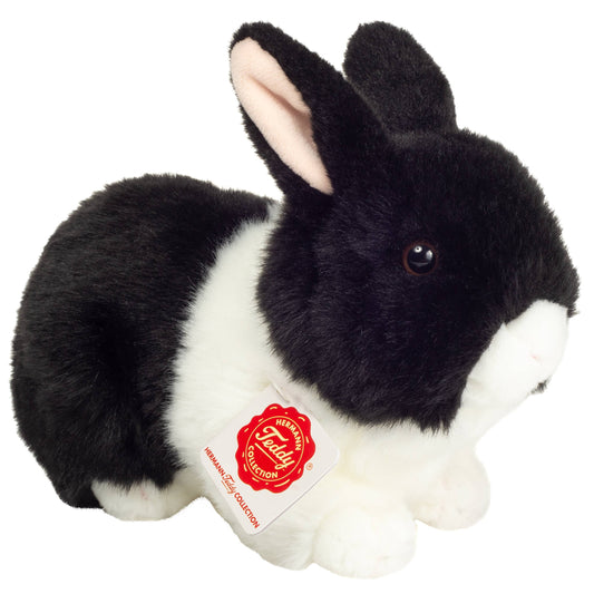 Black and white rabbit plush toy