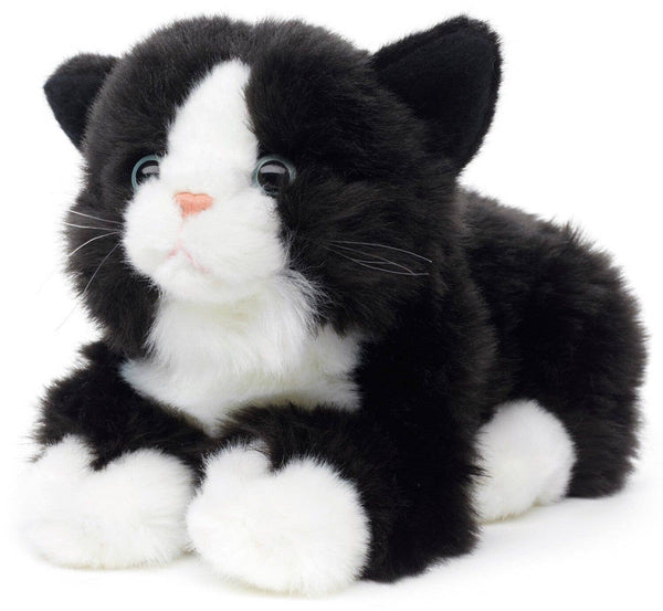 Chat couché (noir et blanc) - peluche Uni Toys