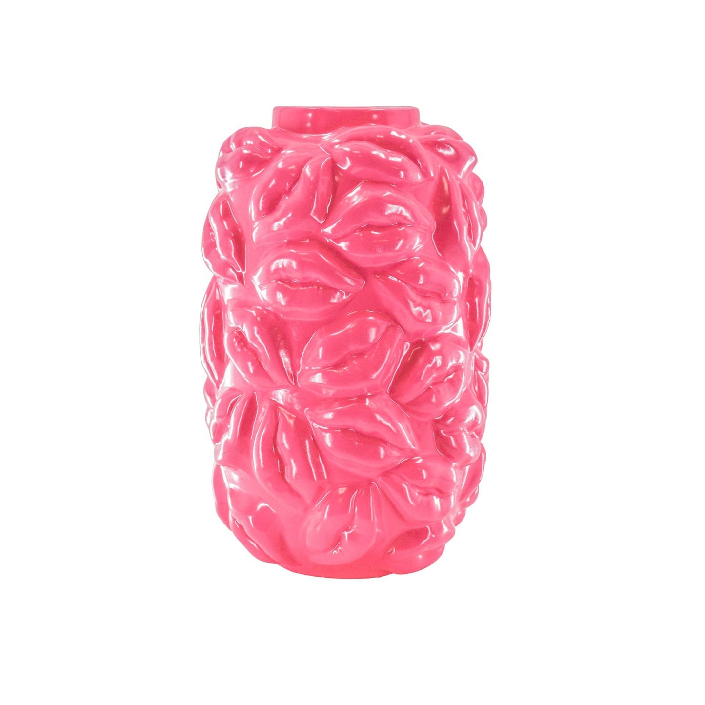 Vaas - Kusjes - Keramiek - Neonroze - 17x17x27cm
