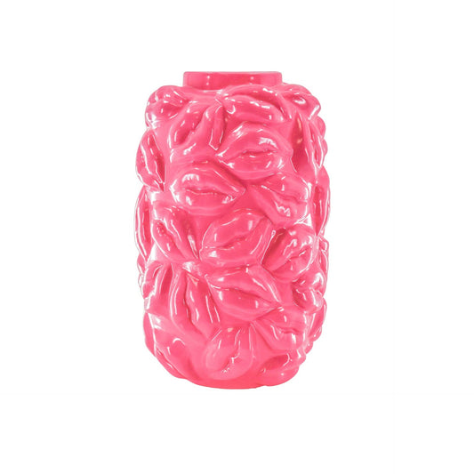 Vaas - Kusjes - Keramiek - Neonroze - 17x17x27cm