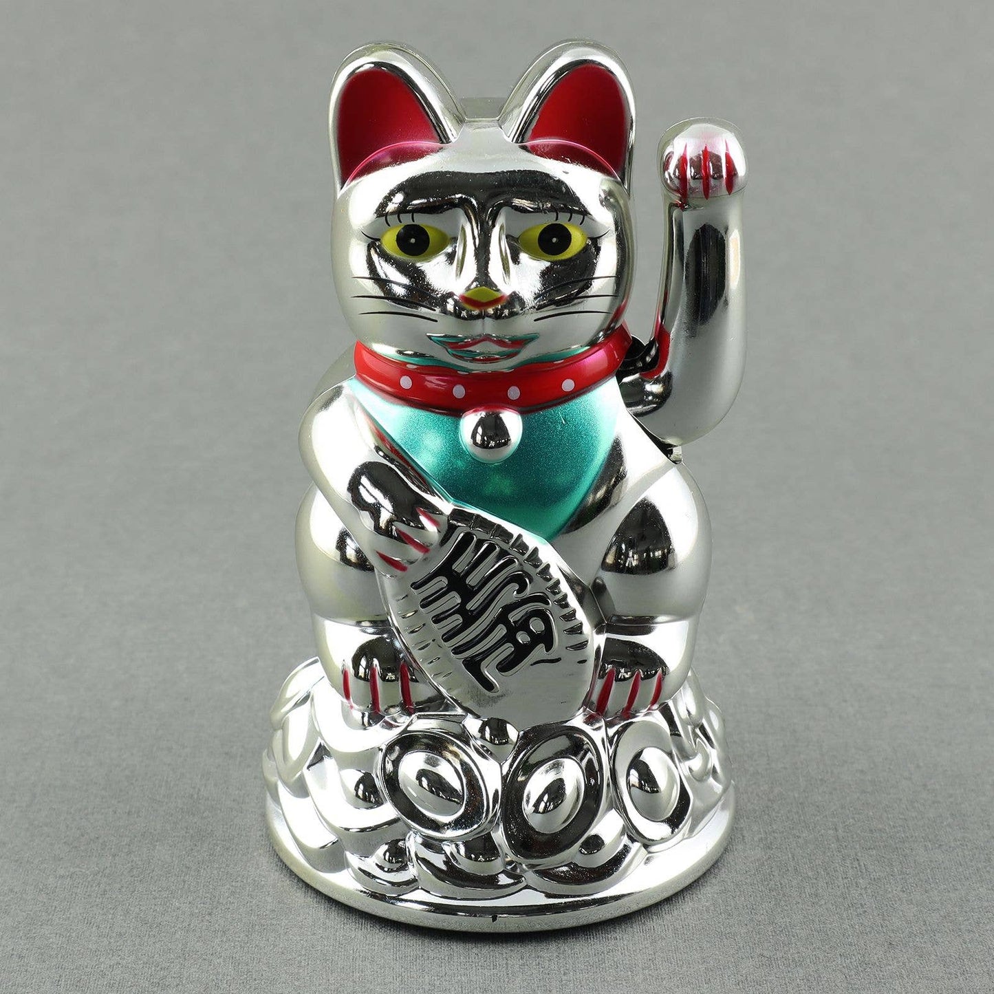 Silver Solar Lucky Cat 11cm