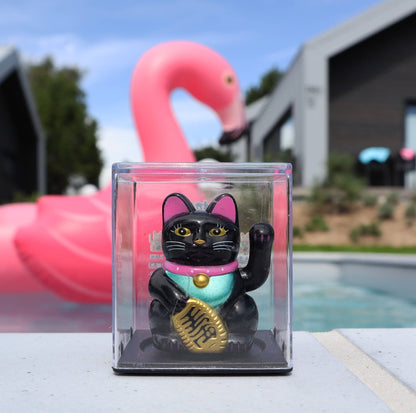 Black Solar Lucky Cat 5cm