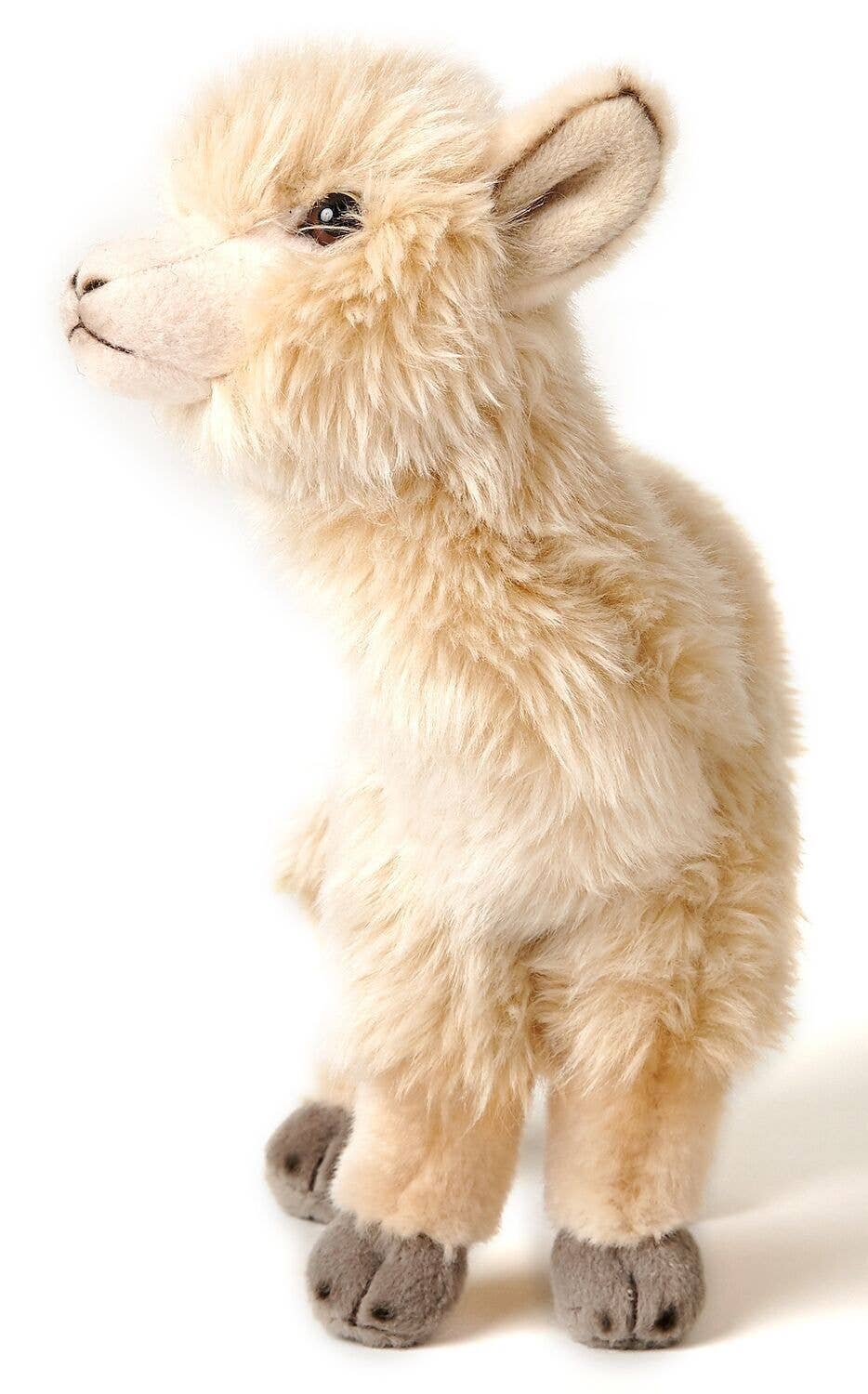 Standing beige alpaca plush toy