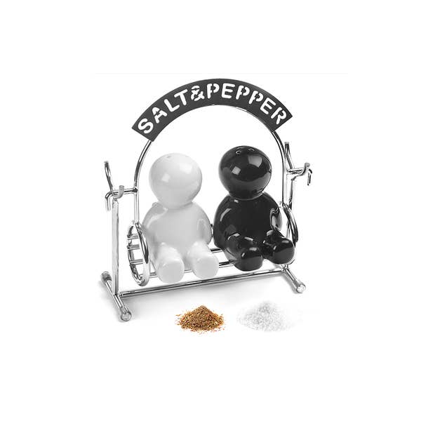 Salt and pepper set, salt and pepper, metal/ceramic